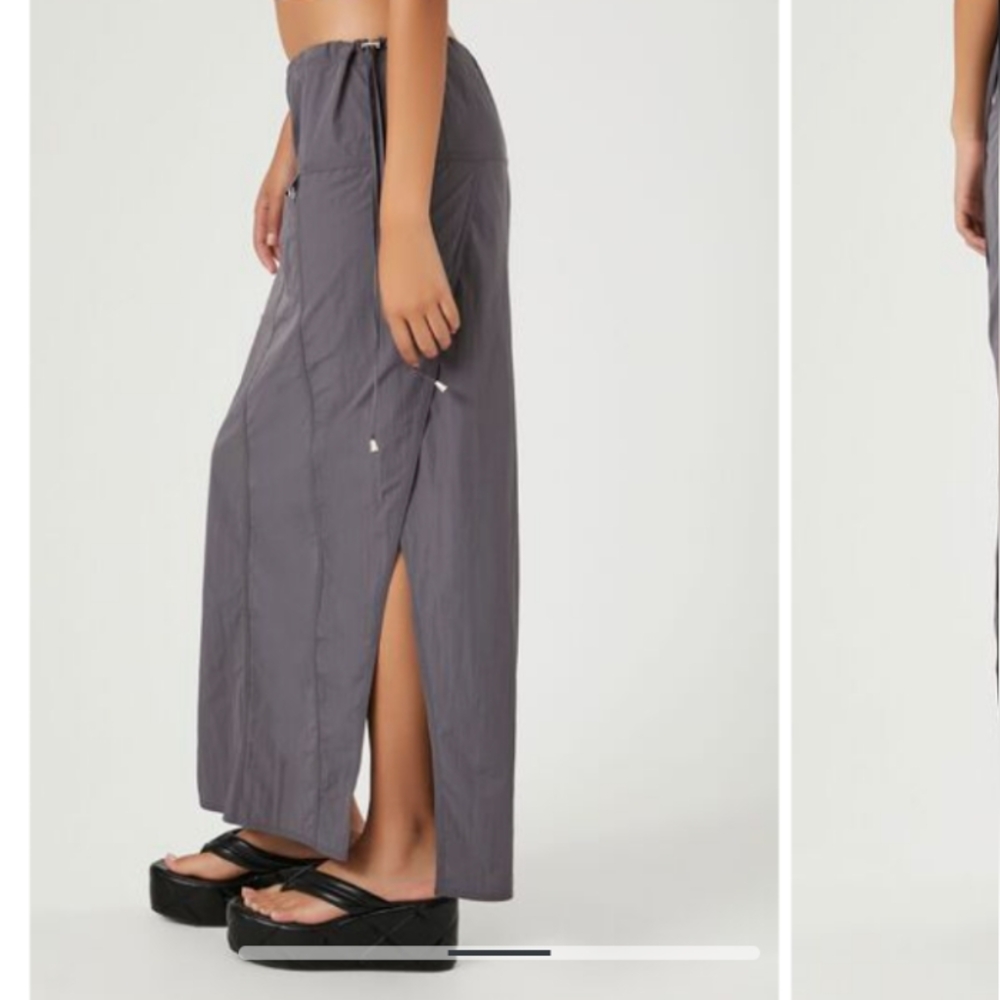 Gray Maxi Skirt with Slit for Casual Wear